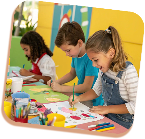 Children creating together in a classroom